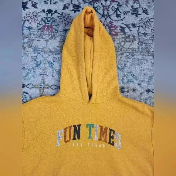 Forever 21 Men's Canary Yellow Pullover Hoody Sweatshirt Outerwear, sz SM - Picture 8 of 15